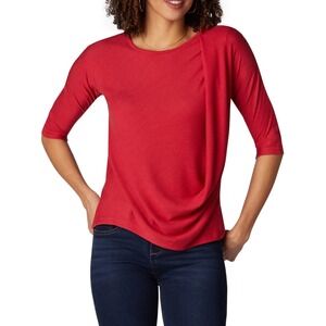 Lee Riders Womens Shape Illusions Red Top Faux‎ Wrap 3/4 Sleeve Blouse NWT
